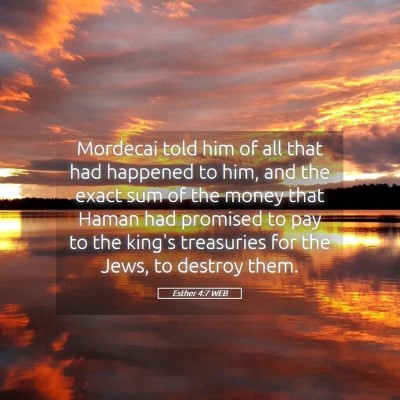 Picture 05 - Esther 4:7 WEB - Mordecai told him of all that had happened to - Bible Verse Picture