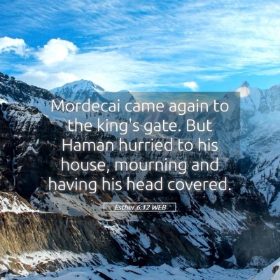 Picture 05 - Esther 6:12 WEB - Mordecai came again to the king's gate. But Haman - Bible Verse Picture