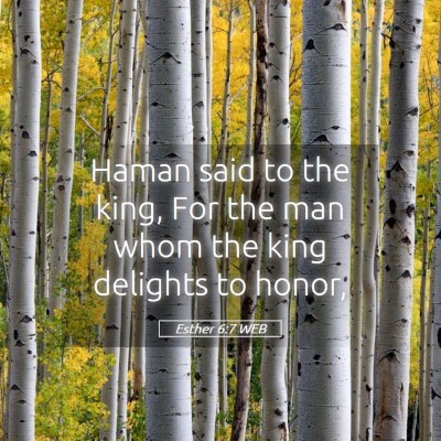 Picture 05 - Esther 6:7 WEB - Haman said to the king, For the man whom the king - Bible Verse Picture