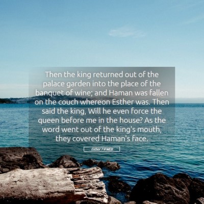 Picture 05 - Esther 7:8 WEB - Then the king returned out of the palace garden - Bible Verse Picture