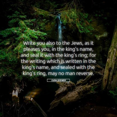 Picture 05 - Esther 8:8 WEB - Write you also to the Jews, as it pleases you, in - Bible Verse Picture