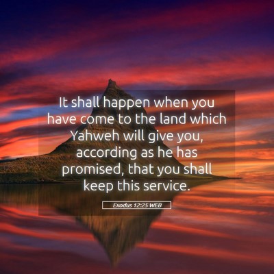 Picture 05 - Exodus 12:25 WEB - It shall happen when you have come to the land - Bible Verse Picture