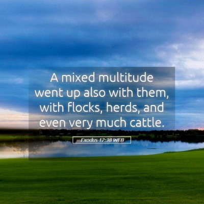 Picture 05 - Exodus 12:38 WEB - A mixed multitude went up also with them, with - Bible Verse Picture