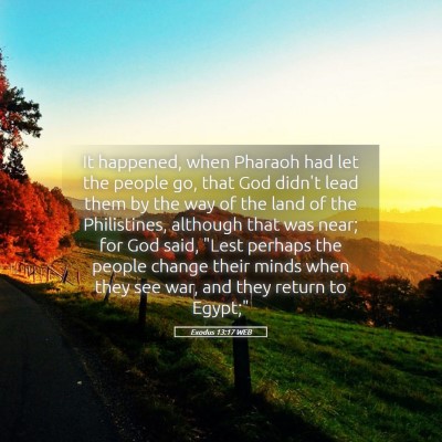 Picture 05 - Exodus 13:17 WEB - It happened, when Pharaoh had let the people go, - Bible Verse Picture