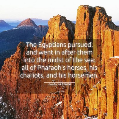 Picture 05 - Exodus 14:23 WEB - The Egyptians pursued, and went in after them - Bible Verse Picture