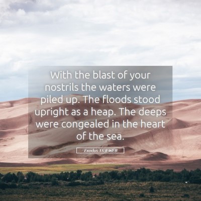 Picture 05 - Exodus 15:8 WEB - With the blast of your nostrils the waters were - Bible Verse Picture