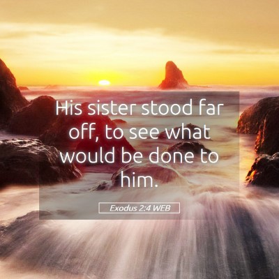 Picture 05 - Exodus 2:4 WEB - His sister stood far off, to see what would be - Bible Verse Picture