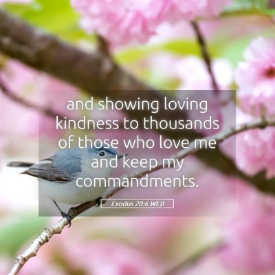 Picture 05 - Exodus 20:6 WEB - and showing loving kindness to thousands of those - Bible Verse Picture