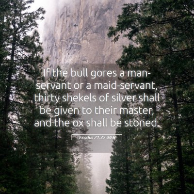 Picture 05 - Exodus 21:32 WEB - If the bull gores a man-servant or a - Bible Verse Picture