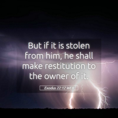 Picture 05 - Exodus 22:12 WEB - But if it is stolen from him, he shall make - Bible Verse Picture
