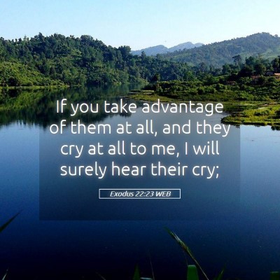 Picture 05 - Exodus 22:23 WEB - If you take advantage of them at all, and they - Bible Verse Picture