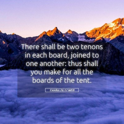 Picture 05 - Exodus 26:17 WEB - There shall be two tenons in each board, joined - Bible Verse Picture