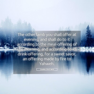 Picture 05 - Exodus 29:41 WEB - The other lamb you shall offer at evening, and - Bible Verse Picture