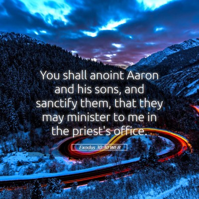 Picture 05 - Exodus 30:30 WEB - You shall anoint Aaron and his sons, and sanctify - Bible Verse Picture