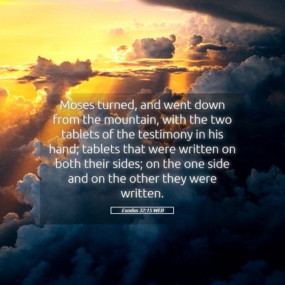 Picture 05 - Exodus 32:15 WEB - Moses turned, and went down from the mountain, - Bible Verse Picture