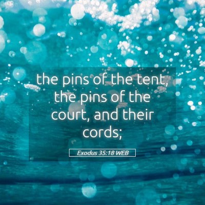 Picture 05 - Exodus 35:18 WEB - the pins of the tent, the pins of the court, and - Bible Verse Picture