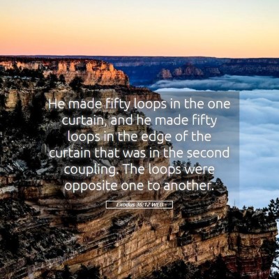 Picture 05 - Exodus 36:12 WEB - He made fifty loops in the one curtain, and he - Bible Verse Picture