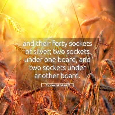 Picture 05 - Exodus 36:26 WEB - and their forty sockets of silver; two sockets - Bible Verse Picture
