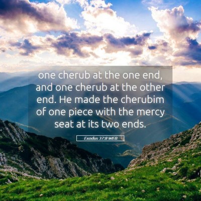Picture 05 - Exodus 37:8 WEB - one cherub at the one end, and one cherub at the - Bible Verse Picture