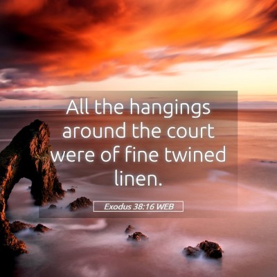 Picture 05 - Exodus 38:16 WEB - All the hangings around the court were of fine - Bible Verse Picture