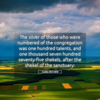 Picture 05 - Exodus 38:25 WEB - The silver of those who were numbered of the - Bible Verse Picture