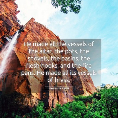Picture 05 - Exodus 38:3 WEB - He made all the vessels of the altar, the pots, - Bible Verse Picture