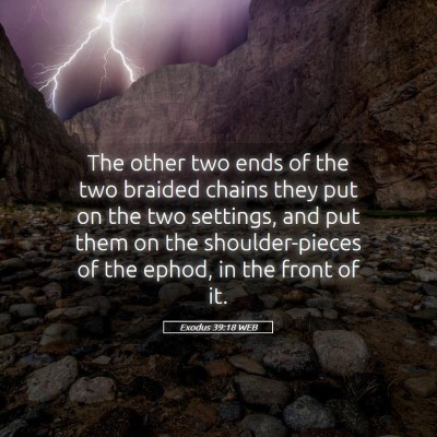 Picture 05 - Exodus 39:18 WEB - The other two ends of the two braided chains they - Bible Verse Picture