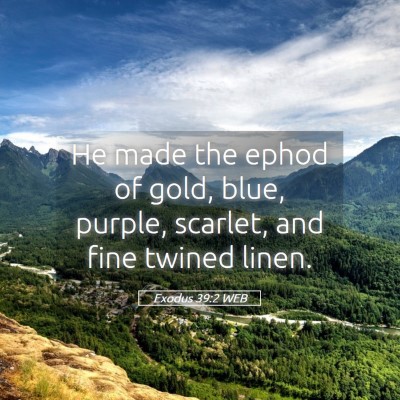Picture 05 - Exodus 39:2 WEB - He made the ephod of gold, blue, purple, scarlet, - Bible Verse Picture