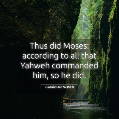 Picture 05 - Exodus 40:16 WEB - Thus did Moses: according to all that Yahweh - Bible Verse Picture