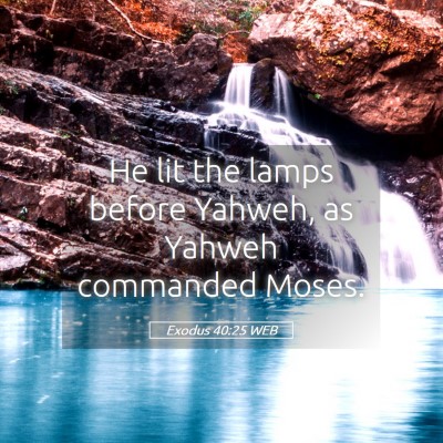 Picture 05 - Exodus 40:25 WEB - He lit the lamps before Yahweh, as Yahweh - Bible Verse Picture