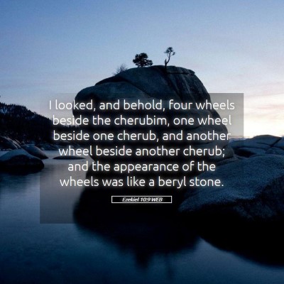 Picture 05 - Ezekiel 10:9 WEB - I looked, and behold, four wheels beside the - Bible Verse Picture