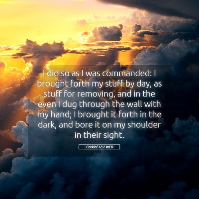 Picture 05 - Ezekiel 12:7 WEB - I did so as I was commanded: I brought forth my - Bible Verse Picture