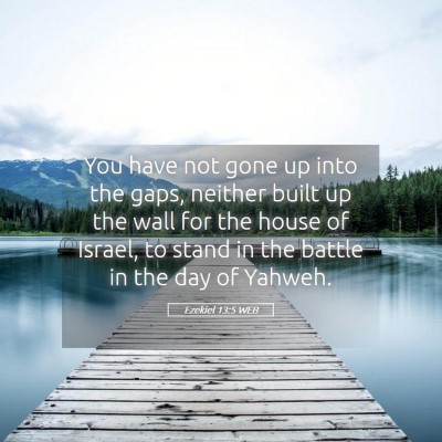 Picture 05 - Ezekiel 13:5 WEB - You have not gone up into the gaps, neither built - Bible Verse Picture