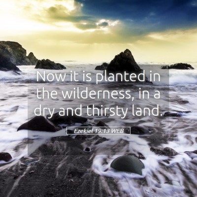 Picture 05 - Ezekiel 19:13 WEB - Now it is planted in the wilderness, in a dry and - Bible Verse Picture