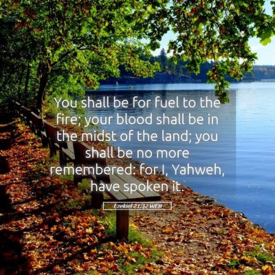 Picture 05 - Ezekiel 21:32 WEB - You shall be for fuel to the fire; your blood - Bible Verse Picture