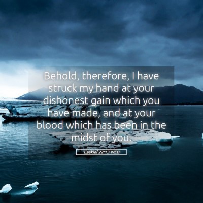 Picture 05 - Ezekiel 22:13 WEB - Behold, therefore, I have struck my hand at your - Bible Verse Picture