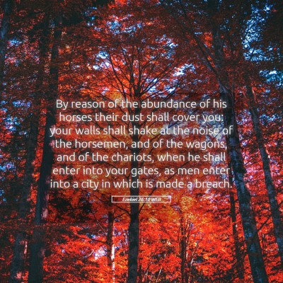 Picture 05 - Ezekiel 26:10 WEB - By reason of the abundance of his horses their - Bible Verse Picture