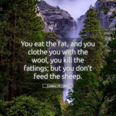Picture 05 - Ezekiel 34:3 WEB - You eat the fat, and you clothe you with the - Bible Verse Picture
