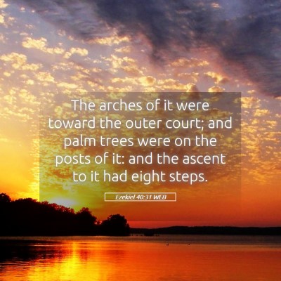 Picture 05 - Ezekiel 40:31 WEB - The arches of it were toward the outer court; and - Bible Verse Picture