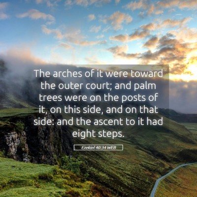 Picture 05 - Ezekiel 40:34 WEB - The arches of it were toward the outer court; and - Bible Verse Picture