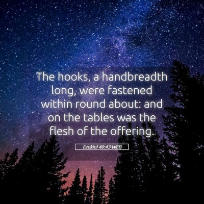 Picture 05 - Ezekiel 40:43 WEB - The hooks, a handbreadth long, were fastened - Bible Verse Picture