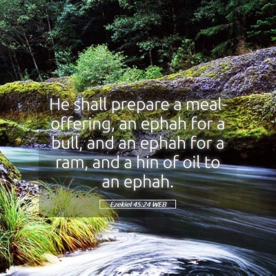 Picture 05 - Ezekiel 45:24 WEB - He shall prepare a meal-offering, an ephah for a - Bible Verse Picture