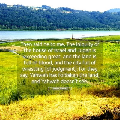 Picture 05 - Ezekiel 9:9 WEB - Then said he to me, The iniquity of the house of - Bible Verse Picture