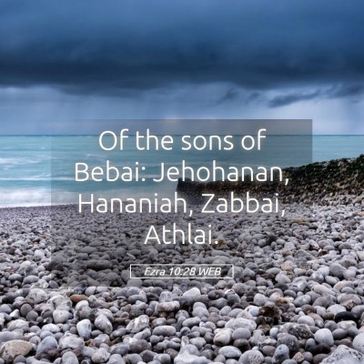 Picture 05 - Ezra 10:28 WEB - Of the sons of Bebai: Jehohanan, Hananiah, - Bible Verse Picture