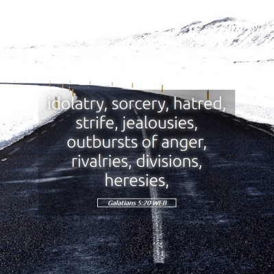 Picture 05 - Galatians 5:20 WEB - idolatry, sorcery, hatred, strife, jealousies, - Bible Verse Picture