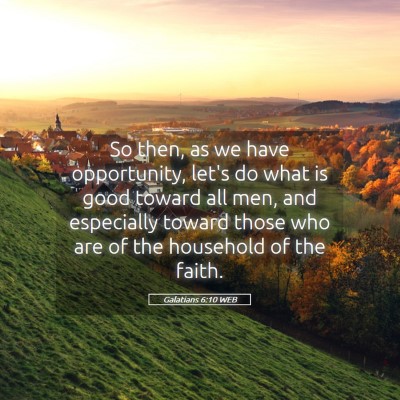 Picture 05 - Galatians 6:10 WEB - So then, as we have opportunity, let's do what is - Bible Verse Picture