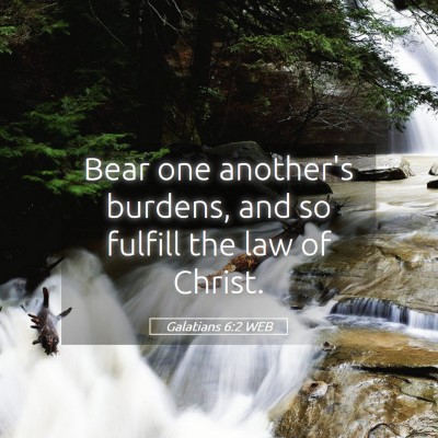 Picture 05 - Galatians 6:2 WEB - Bear one another's burdens, and so fulfill the - Bible Verse Picture