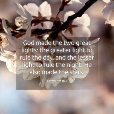 Picture 05 - Genesis 1:16 WEB - God made the two great lights: the greater light - Bible Verse Picture