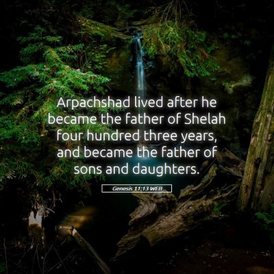 Picture 05 - Genesis 11:13 WEB - Arpachshad lived after he became the father of - Bible Verse Picture