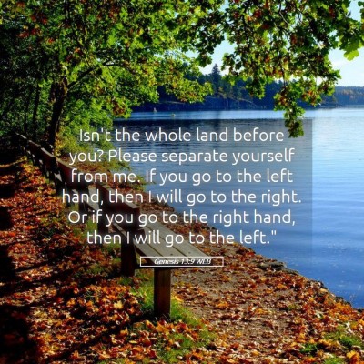 Picture 05 - Genesis 13:9 WEB - Isn't the whole land before you? Please separate - Bible Verse Picture